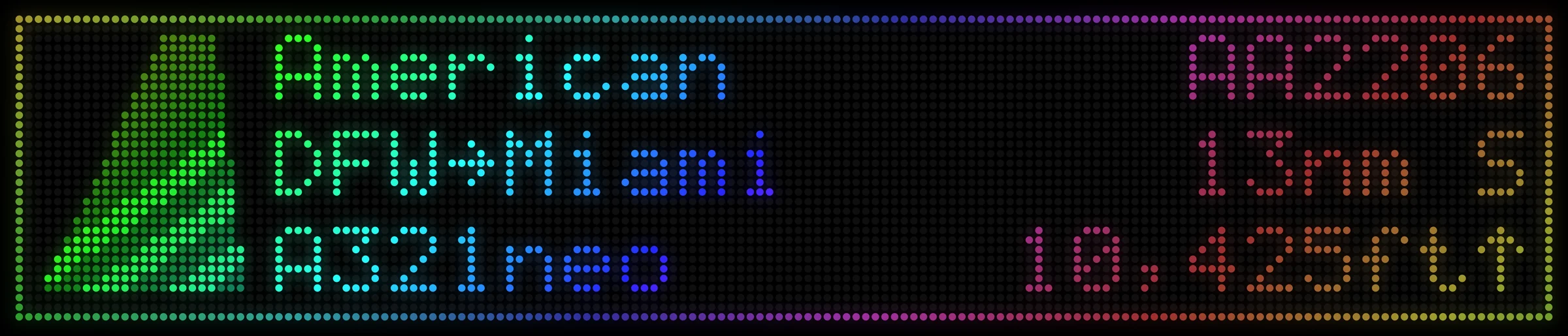 The same flight in Rainbow style, a hue sweep across the panel